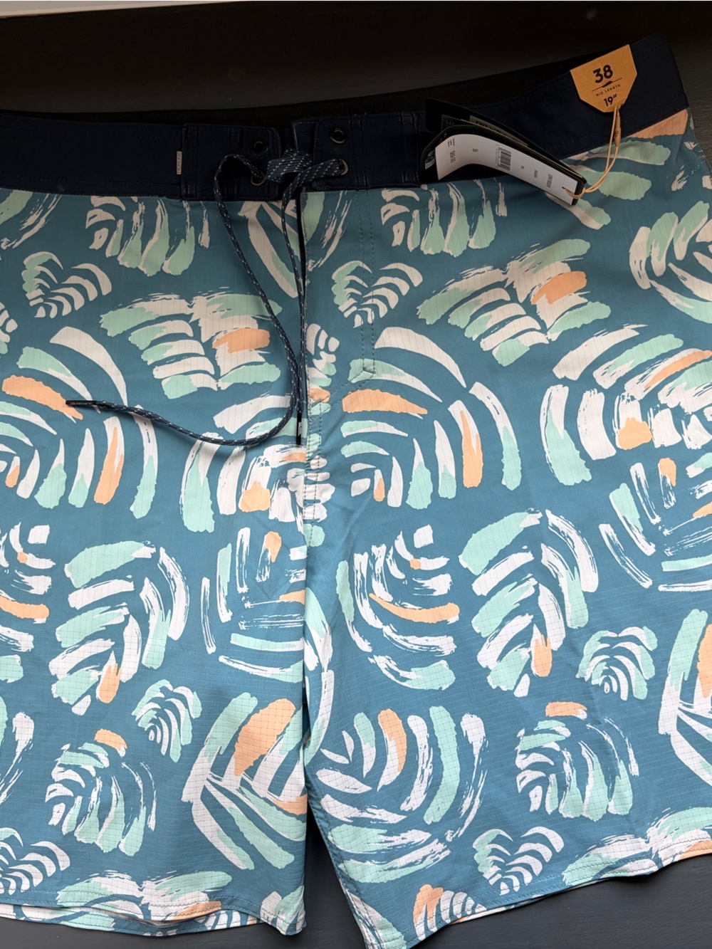 Quiksilver Teal Palm Brush-Print Board Shorts